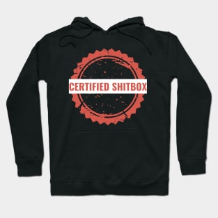 Certified Shitbox - Red Label With White Text Circle Design Hoodie